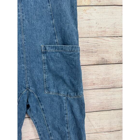 We the Free People High Roller Denim Overalls Womens XS Sapphire Blue Oversized - Picture 6 of 14